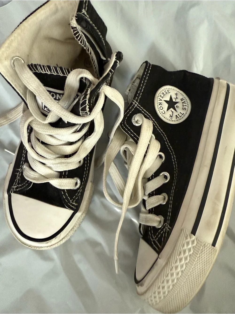 Converse Kids Black and White High-Top Canvas Sneakers